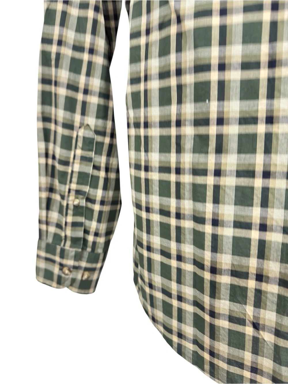 Banana Republic Untucked Fit Green Plaid Button Down Shirt Men’s Medium